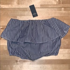 Abercrombie Cropped Strapless Peasant Top Size S